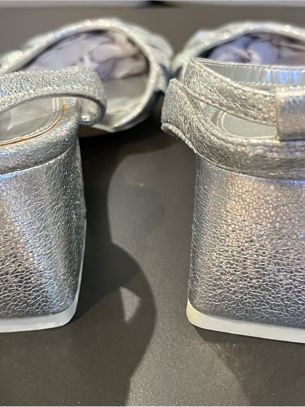 ASOS Silver Holographic Ruffle Slingback Heels - Picture 6 of 7